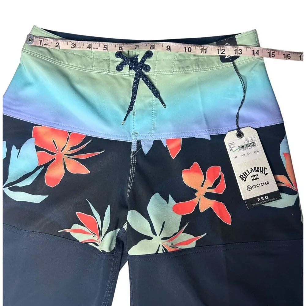 Billabong Swim Trunks Pro Performance Boardshorts Boy's Size 28 Floral Print NEW